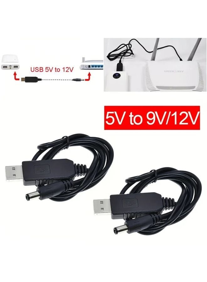 2 قطعة 9 فولت 12 فولت محول طاقة USB كابل DC 5.5x2.1 مم ذكر إلى USB A أنثى للراوتر التلفزيون - Image 1